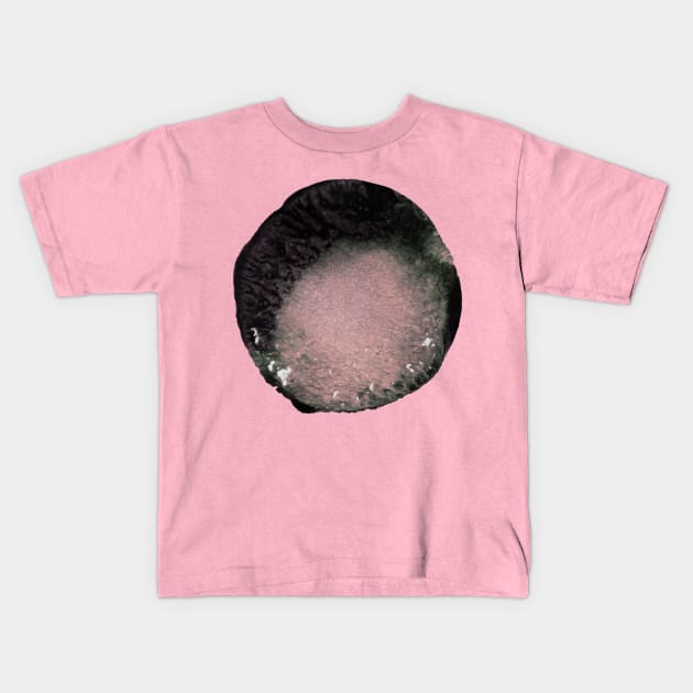 Hand-painted watercolor texture. Simple pink-black round abstract  background with drops, smears, stripes and stains isolated on white. Design for the fabric, background, wallpaper, cover. Kids T-Shirt by Olesya Pugach